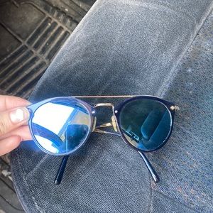 Blue and gold mirrored sunglasses